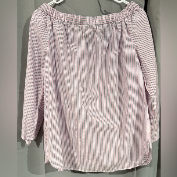 beachlunchlounge Off Shoulder Striped Blouse Coastal Boho Lightweight Top Sz M - Picture 4 of 4